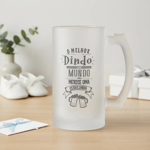 Caneca Cerveja Chopp Padrinho Presente Criativo Dindo Vidro