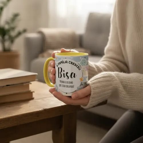 Caneca Presente Anúncio de Gravidez a Família Cresceu Bisa