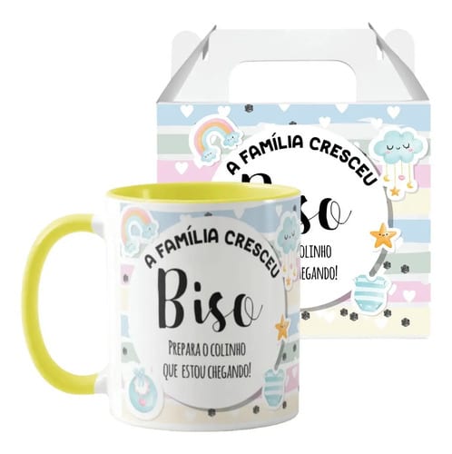 Caneca Presente Anúncio de Gravidez a Família Cresceu Biso - Anúncio de Gravidez (Bisavô)