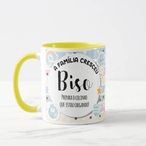 Caneca Presente Anúncio de Gravidez a Família Cresceu Biso
