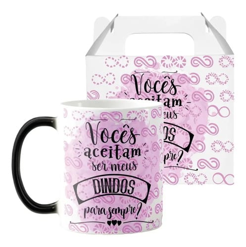 Caneca Mágica Personalizada para Convidar Padrinhos Dindos - Batizado (Padrinho)