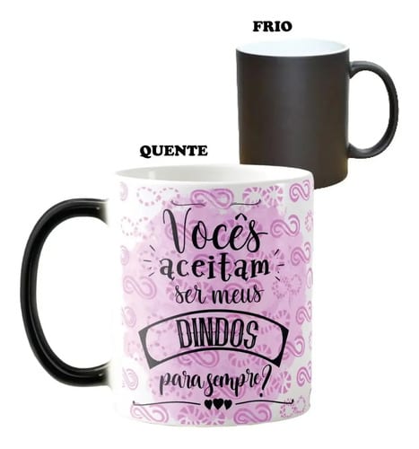 Caneca Mágica Personalizada para Convidar Padrinhos Dindos