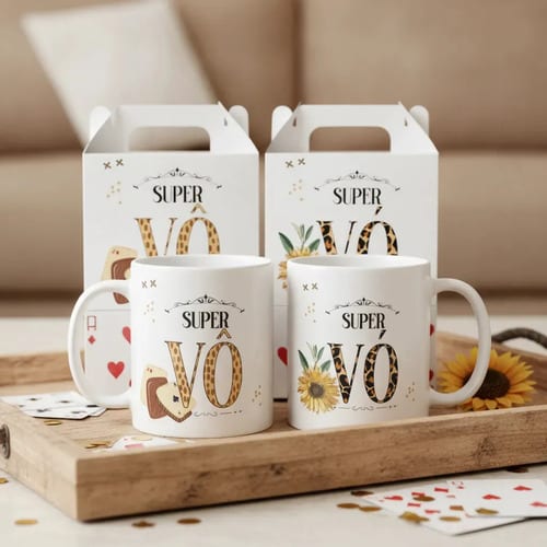 Kit 2 Canecas Presente Criativo Especial Natal para Vó e Vô - Família (Avó e Avô)