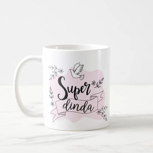 Kit Canecas Lembrança Padrinhos Batismo Super Dinda e Dindo