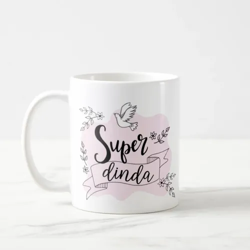 Kit Canecas Lembrança Padrinhos Batismo Super Dinda e Dindo