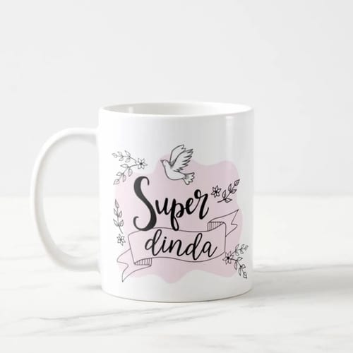 Kit Canecas Lembrança Padrinhos Batismo Super Dinda e Dindo