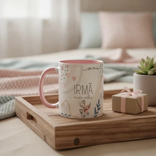 Caneca Feminina Minimalista Presente para Irmã Mais Velha - Família (Irmã)