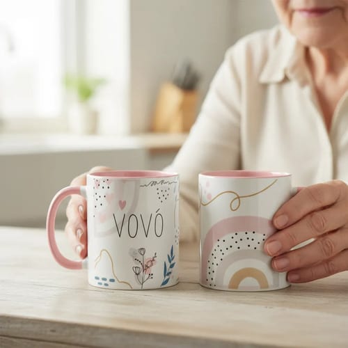 Caneca Feminina Minimalista Presente para Melhor Vovó - Família (Avó)