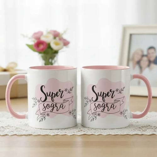 Caneca Rosa Presente Personalizado Aniversário Super Sogra - Família (Sogra)