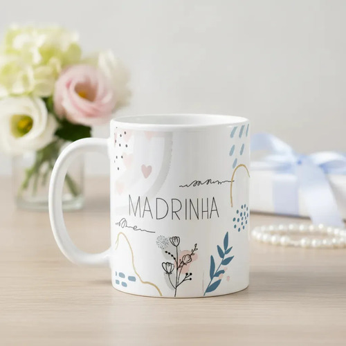 Caneca Presente Moderno Minimalista Madrinha Especial - Batizado (Madrinha)