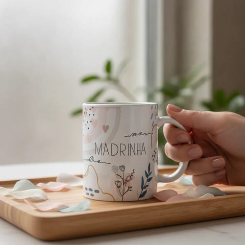 Caneca Presente Moderno Minimalista Madrinha Especial
