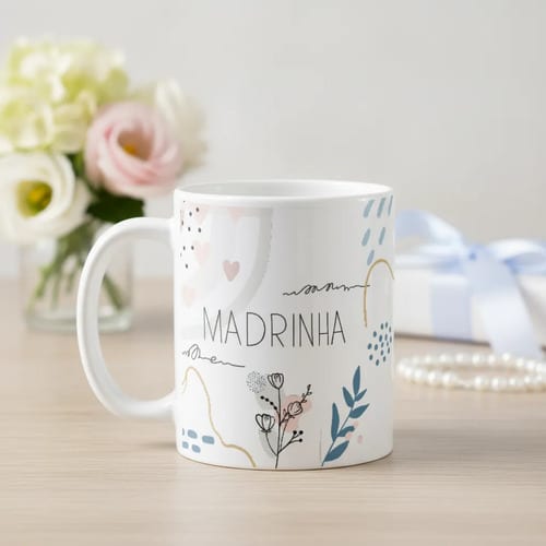 Caneca Presente Moderno Minimalista Madrinha Especial - Batizado (Madrinha)
