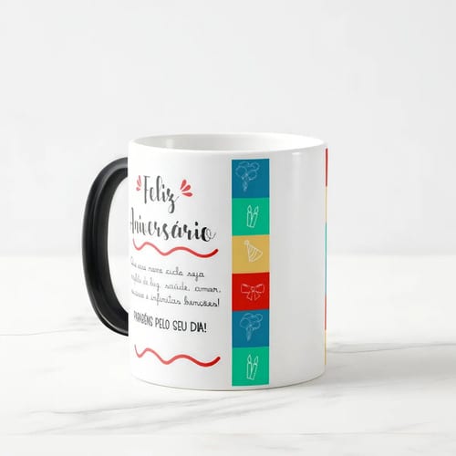 Caneca Mágica Presente Criativo com Frase Feliz Aniversário