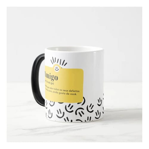 Caneca Mágica De Cerâmica 325 Ml Modelo Amizade Do Luz Presentes