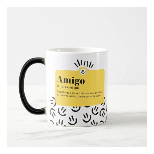 Caneca Mágica De Cerâmica 325 Ml Modelo Amizade Do Luz Presentes