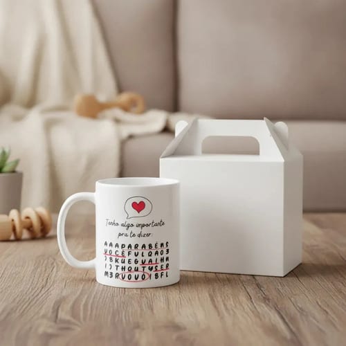 Caneca Presente Caça Palavras Surpresa Revelar Gravidez Vovó - Anúncio de Gravidez (Avó)