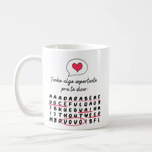 Caneca Presente Caça Palavras Surpresa Revelar Gravidez Vovó
