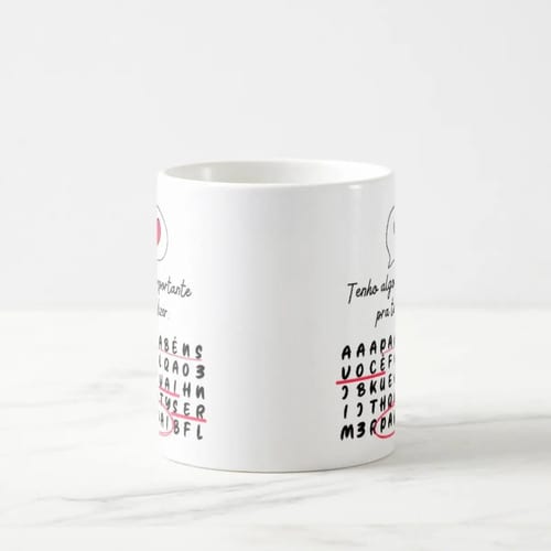 Caneca Caça Palavras Surpresa para Contar Gravidez Papai