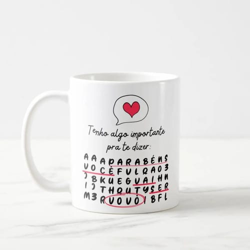 Caneca Caça Palavras Surpresa para Contar Gravidez Vovô