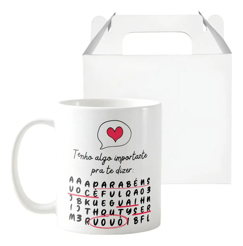 Caneca Caça Palavras Surpresa para Contar Gravidez Vovô - Anúncio de Gravidez (Avós)