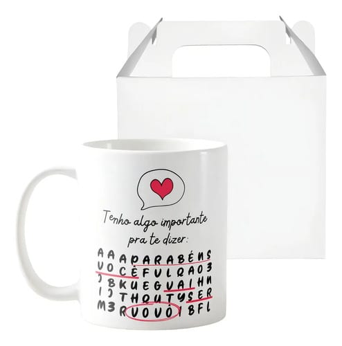 Caneca Caça Palavras Surpresa para Contar Gravidez Vovô - Anúncio de Gravidez (Avô)