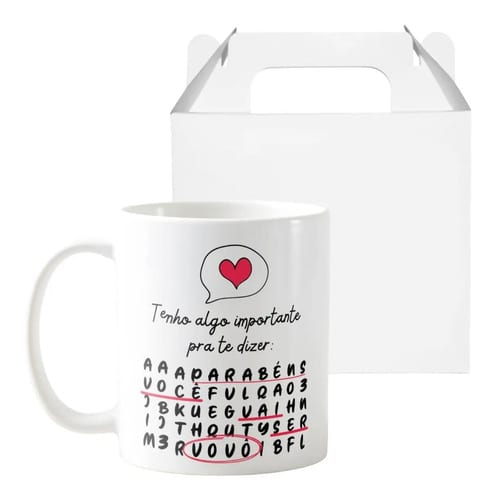 Caneca Caça Palavras Surpresa para Contar Gravidez Vovô - Anúncio de Gravidez (Avô)