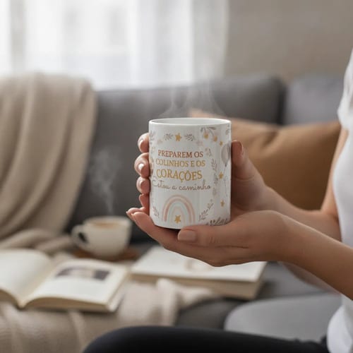 Caneca Delicada Presente para Revelar Gravidez a Família