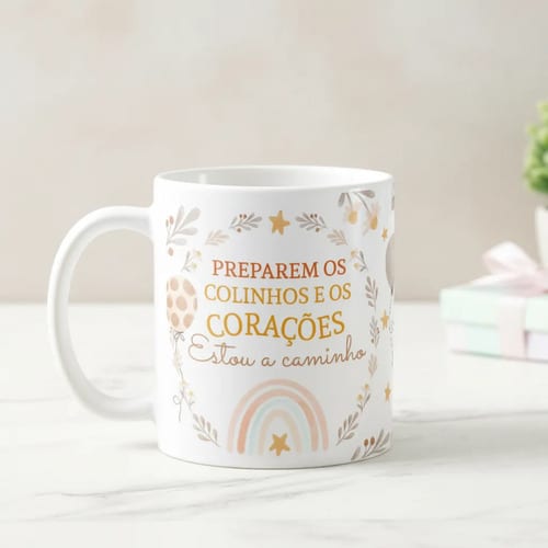 Caneca Delicada Presente para Revelar Gravidez a Família