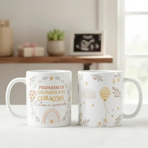Caneca Delicada Presente para Revelar Gravidez a Família - Anúncio de Gravidez (Família/Geral)