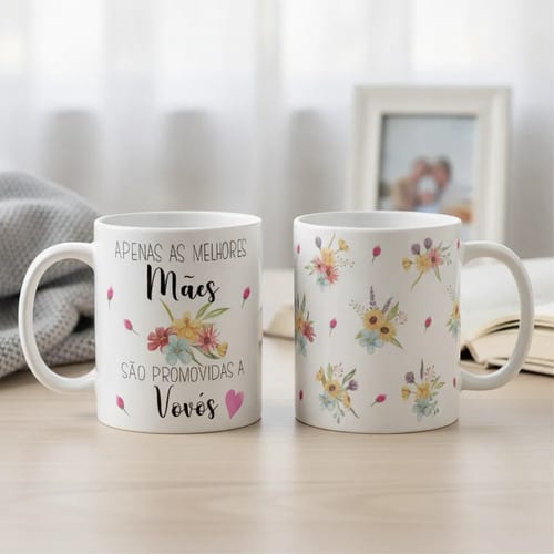 Caneca Presente Revelação de Gravidez Criativa Melhor Vovó - Família (Avó)