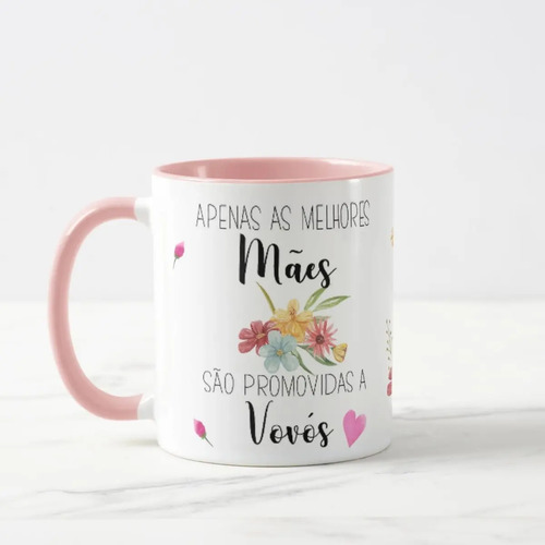 Caneca Feminina Especial Dia das Mães Promovida a Vovó - Anúncio de Gravidez (Avós)