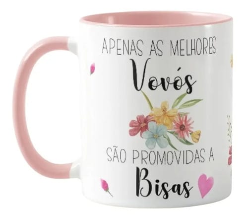 Caneca Feminina para Presentear Vovó Promovida a Bisa - Anúncio de Gravidez (Bisavó)