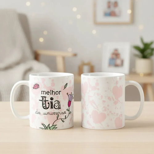 Caneca Presente Especial Aniversário para Melhor Tia - Família (Tio(a))