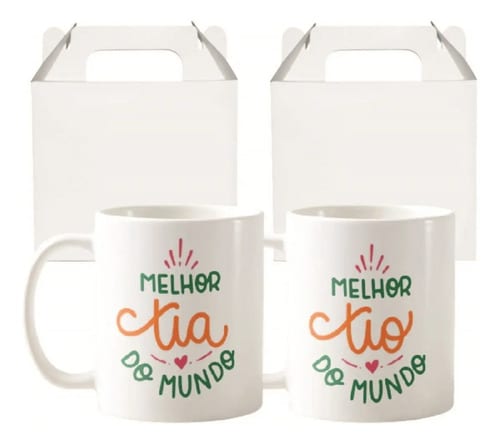Kit 2 Canecas Presente Especial Melhor Tio e Tia do Mundo