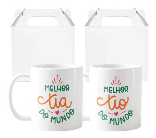 Kit 2 Canecas Presente Especial Melhor Tio e Tia do Mundo
