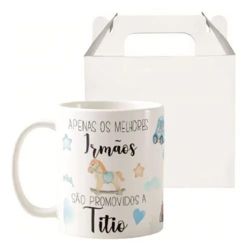 Caneca Presente Revelação de Gravidez Criativa Melhor Irmão - Anúncio de Gravidez (Irmão)