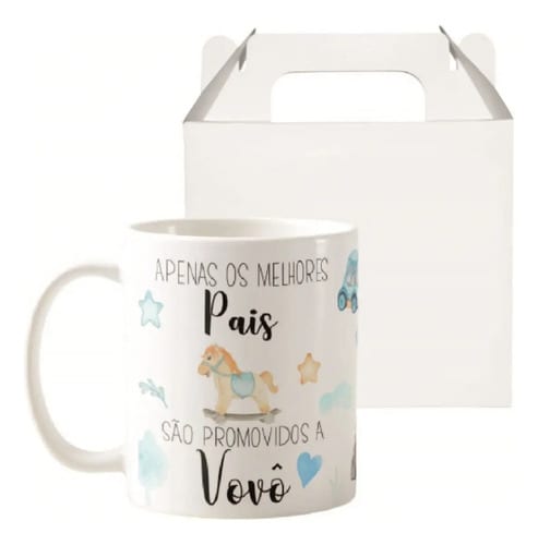 Caneca Presente Revelação de Gravidez Criativa Melhor Vovô - Anúncio de Gravidez (Avô)