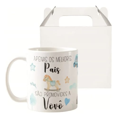 Caneca Presente Revelação de Gravidez Criativa Melhor Vovô - Anúncio de Gravidez (Avô)