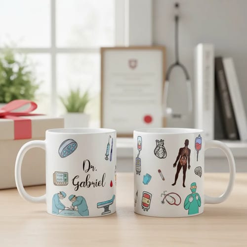 Caneca Personalizada com Nome para Médico Cirurgião Geral - Profissões (Médico(a))