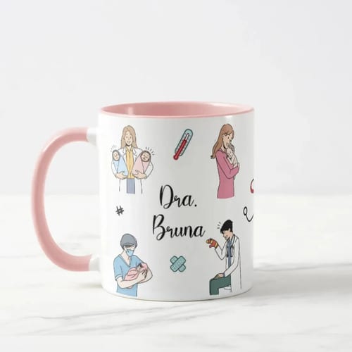 Caneca Presente Personalizado com Nome Pediatra Pediatria
