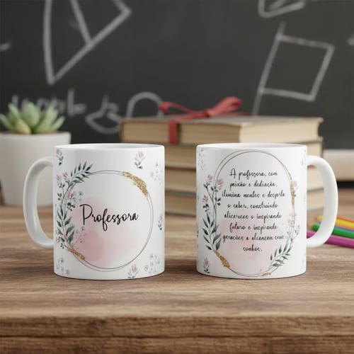 Caneca Feminina Delicada Presente Profissão Professora - Dia dos Professores (Professor(a))
