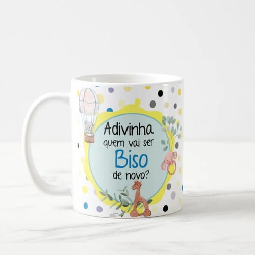 Caneca Especial Surpresa Revelar Nova Gravidez Família Biso - Anúncio de Gravidez (Avós)