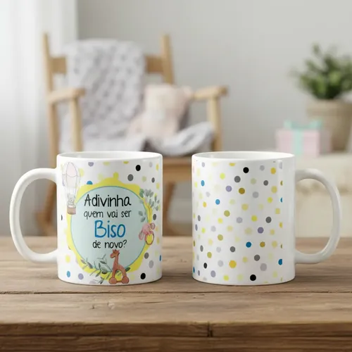 Caneca Especial Surpresa Revelar Nova Gravidez Família Biso - Anúncio de Gravidez (Avós)