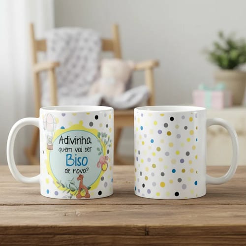 Caneca Especial Surpresa Revelar Nova Gravidez Família Biso - Anúncio de Gravidez (Avó e Avô)