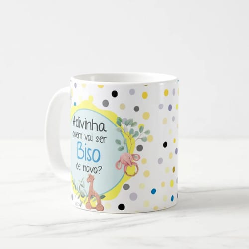 Caneca Especial Surpresa Revelar Nova Gravidez Família Biso