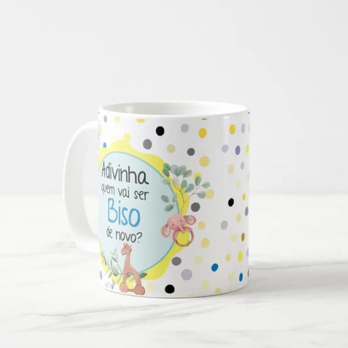 Caneca Especial Surpresa Revelar Nova Gravidez Família Biso