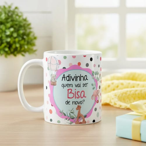 Caneca Especial Surpresa Revelar Nova Gravidez Família Bisa