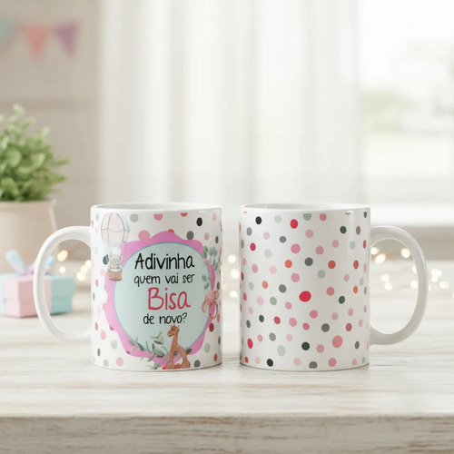 Caneca Especial Surpresa Revelar Nova Gravidez Família Bisa - Anúncio de Gravidez (Avós)