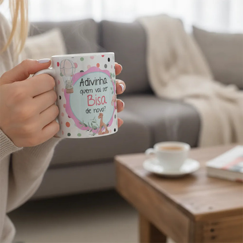 Caneca Especial Surpresa Revelar Nova Gravidez Família Bisa