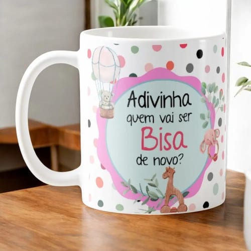 Caneca Especial Surpresa Revelar Nova Gravidez Família Bisa